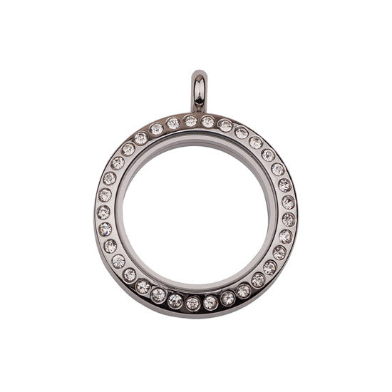 Medium Silver Locket With Crystals