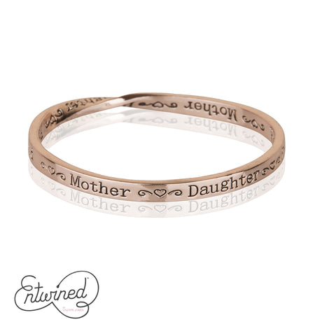 ENTWINED MOTHER DAUGHTER FRIEND MESSAGE BANGLE