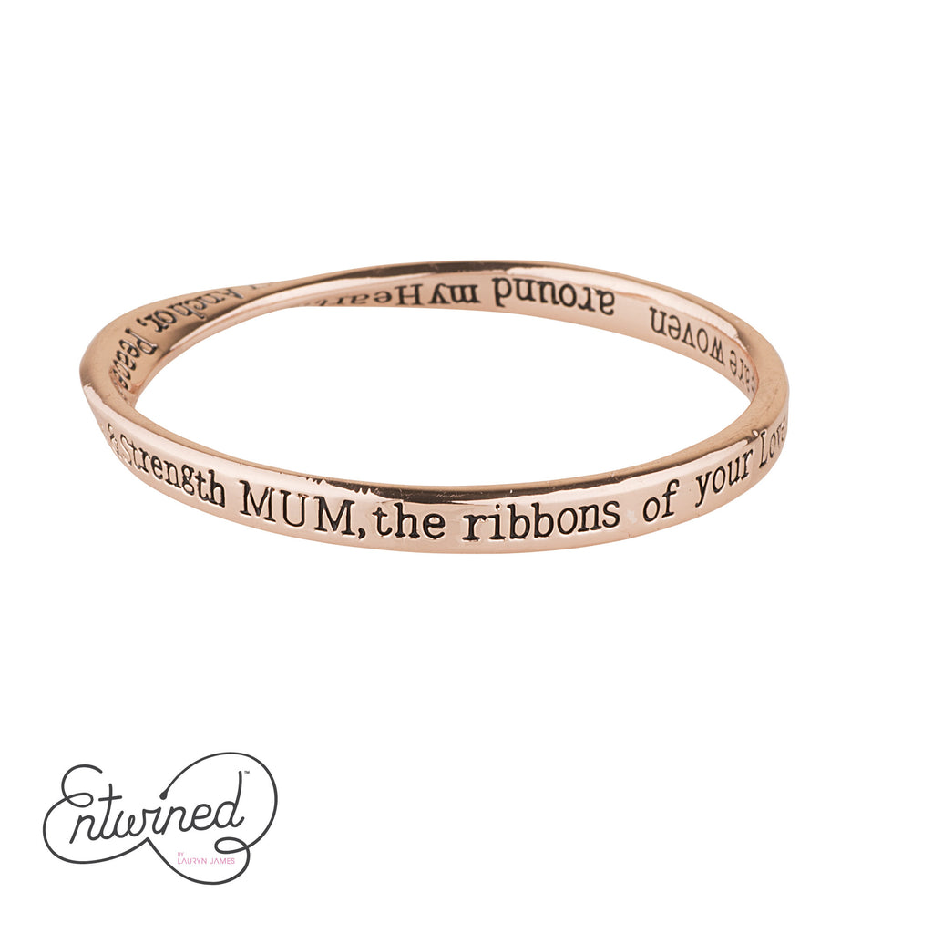ENTWINED MUM MESSAGE BANGLE ROSE GOLD