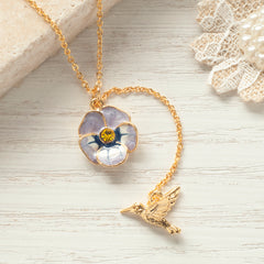 Secret Garden Humming Bird & Flower Necklace