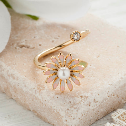 Secret Garden Flower Ring with Pearl & Crystal
