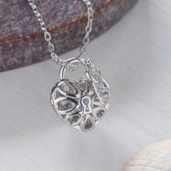 Sterling Silver with Swarovski Crystals Heart & Key Necklace