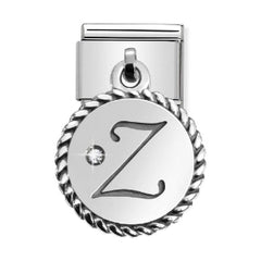 Classic Silver & CZ Letter I Drop Charm