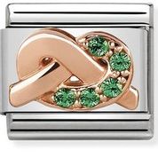 Nomination Luck with Green CZ Knot Charm