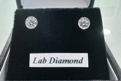 Sterling Silver Brilliant Cut  Rub/Over Lab Diamond Stud Earrings .60ct