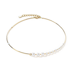 Necklace Asymmetry Freshwater Pearls & stainless steel white-gold 1102/10-1416