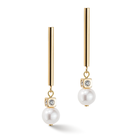 Earrings Asymmetry Freshwater Pearls & stainless steel white-gold 1102/21-1416
