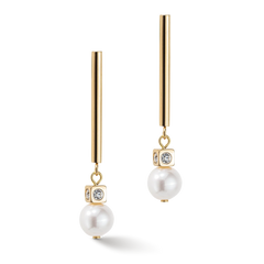 Earrings Asymmetry Freshwater Pearls & stainless steel white-gold 1102/21-1416