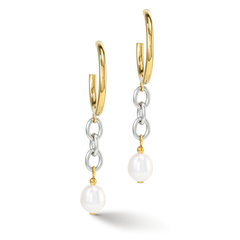Earrings Y & oval Freshwater Pearls with O-ring bicolor 1104/21-1426