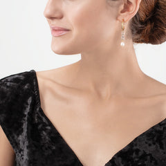 Earrings Y & oval Freshwater Pearls with O-ring bicolor 1104/21-1426