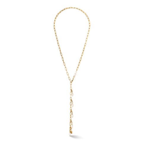 Modern chain necklace with freshwater pearl charms gold  112/10-1416