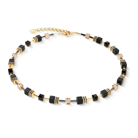 GeoCUBE® necklace Onyx black-gold    4018/10-1316