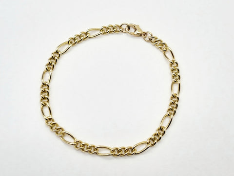 9ct Yellow Gold Rounded Figaro Bracelet 8.7gms