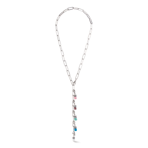 Happy Iconic Cube charm necklace silver pastel 4522/10-0733