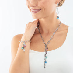 Happy Iconic Cube charm necklace silver pastel 4522/10-0733