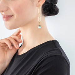 Happy Iconic Cube charm earrings gold pastel  4522/21-1516