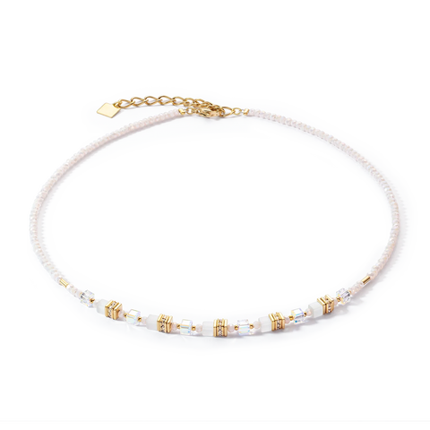 Mini Cubes Necklet gold white  4565/30-1416