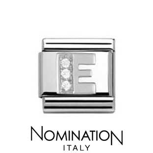 Nomination Classic CZ Silver Letter E