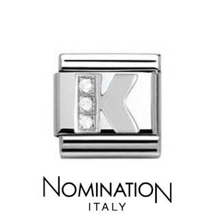 Nomination Classic CZ Silver Letter K