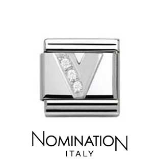 Nomination Classic CZ Silver Letter V