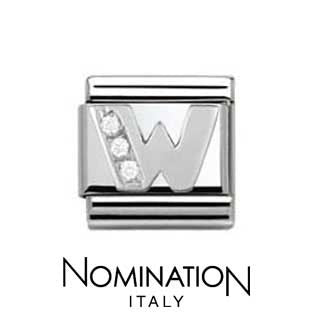 Nomination Classic CZ Silver Letter W