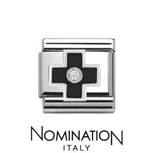 Nomination Black Cross Silvershine Charm
