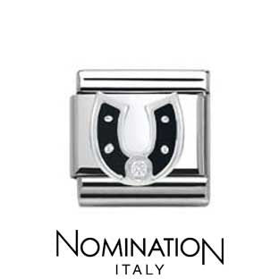 Nomination SilverShine Black Horseshoe Charm