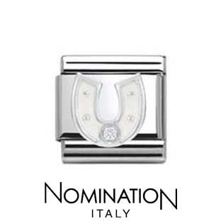 Nomination SilverShine White Horseshoe Charm