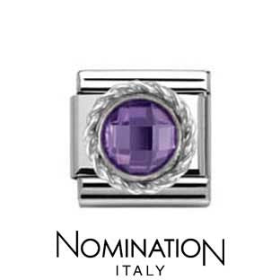 Nomination SilverShine Violet Round Faceted Stone Charm
