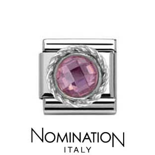 Nomination SilverShine Pink Round Faceted Stone Charm