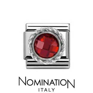 Nomination SilverShine Red Round Faceted Stone Charm