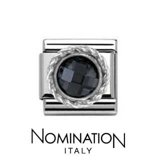 Nomination SilverShine Black Round Faceted Stone Charm