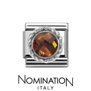 Nomination SilverShine Smoky Round Faceted Stone Charm
