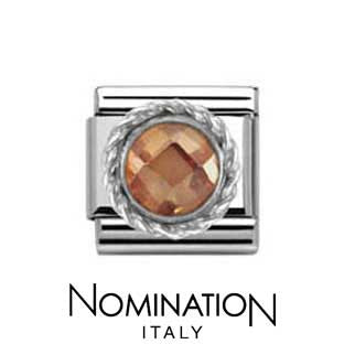 Nomination SilverShine Champagne Round Faceted Stone Charm