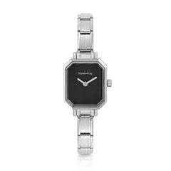 Paris Silver Black Rectangular Watch