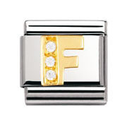 Nomination Letter F with Cubic Zirconia.     Ref: 030301 06