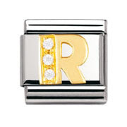 Nomination Letter R with Cubic Zirconia.     Ref: 030301 18