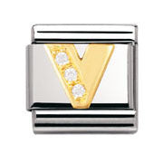 Nomination Letter V with Cubic Zirconia.     Ref: 030301 22