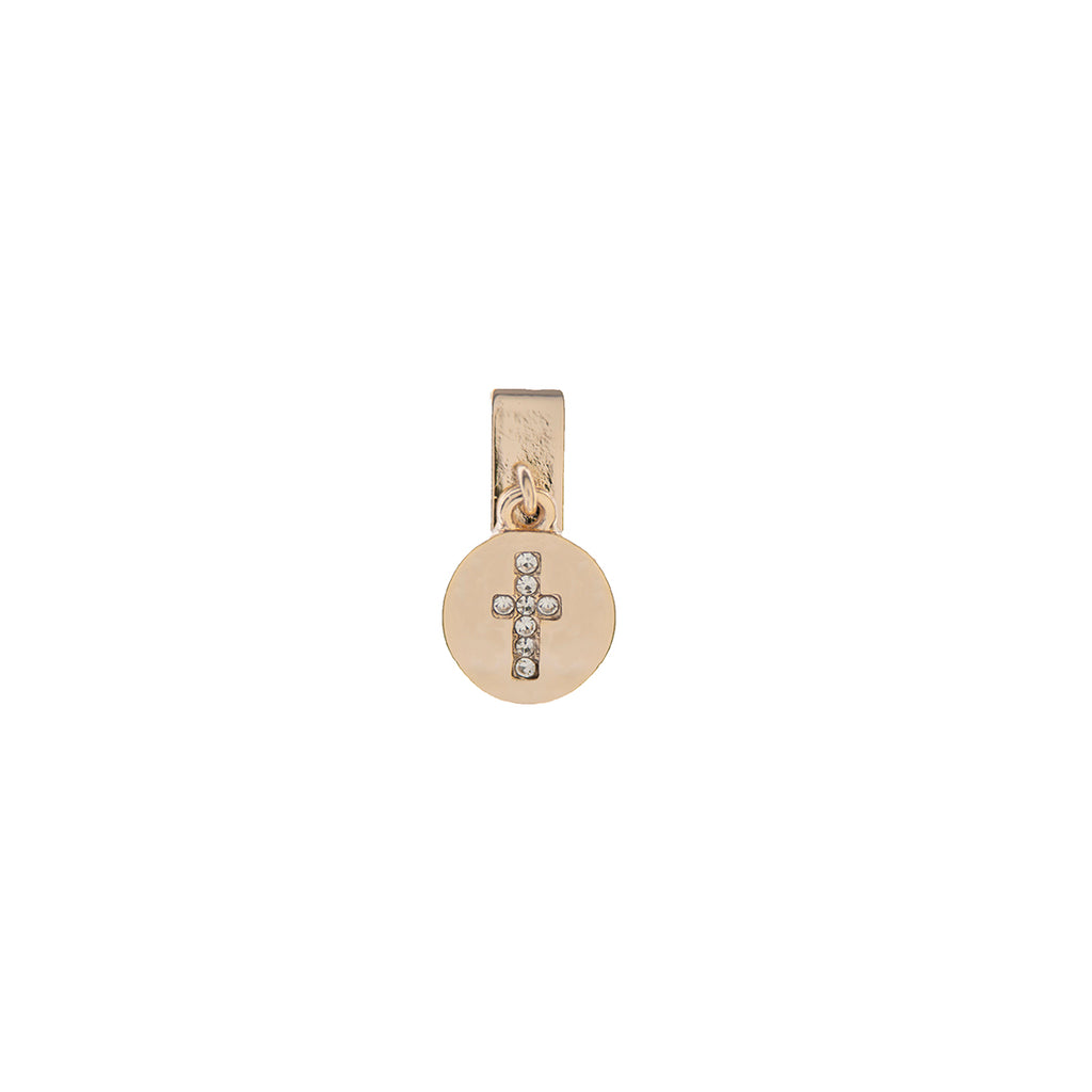 Buckle Up Rose Gold Dangle Cross Disc Charm