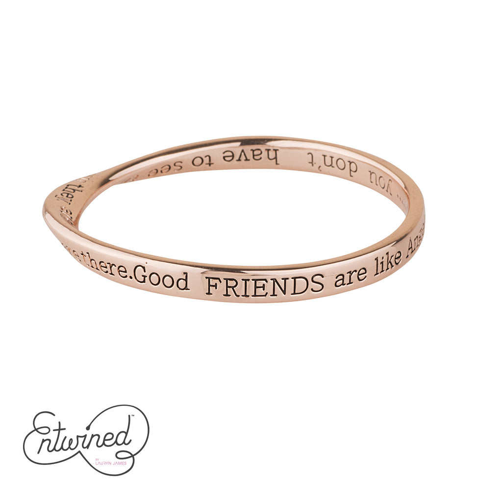 ENTWINED GOOD FRIENDS MESSAGE BANGLE ROSE GOLD