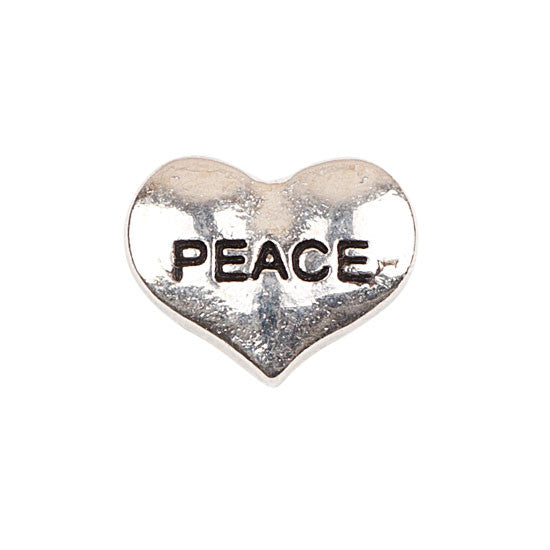 Silver Heart Peace Charm