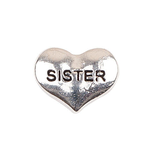 Silver Heart Sister Charm