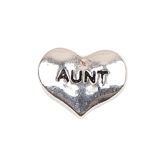 Silver Heart Aunt Charm
