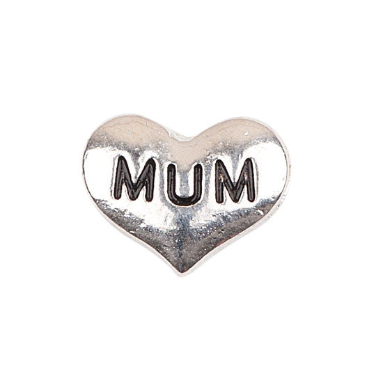 Silver Heart Mum Charm
