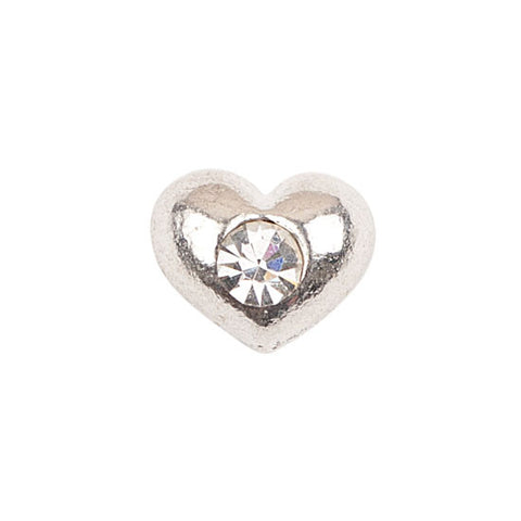 Silver Heart With Crystal