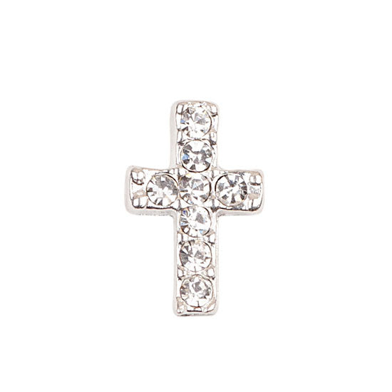 Silver Cross With Crystals