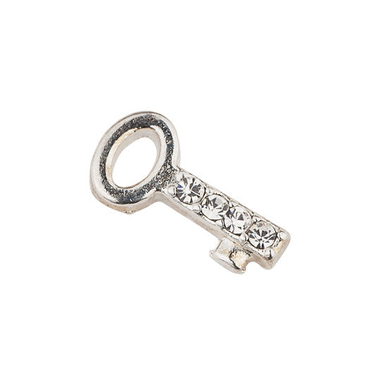 SILVER KEY WITH CRYSTALS