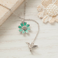 Secret Garden Humming Bird & Daisy Necklace