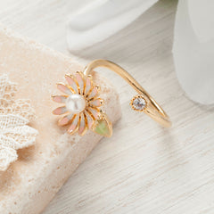 Secret Garden Flower Ring with Pearl & Crystal