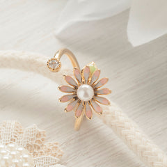 Secret Garden Flower Ring with Pearl & Crystal